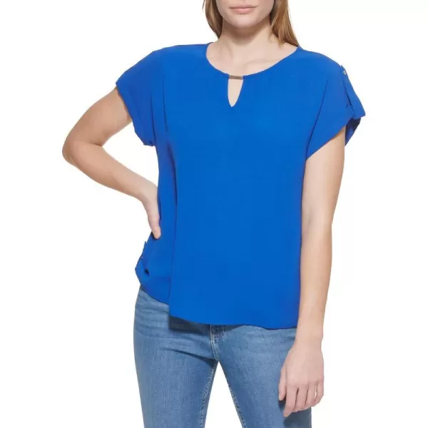 Calvin Klein Ck Womens Blouse Roll Up SleeveKlein Blue