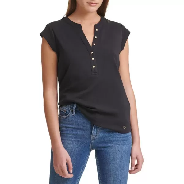 Calvin Klein Ck Womens TShirt Button DownBlack