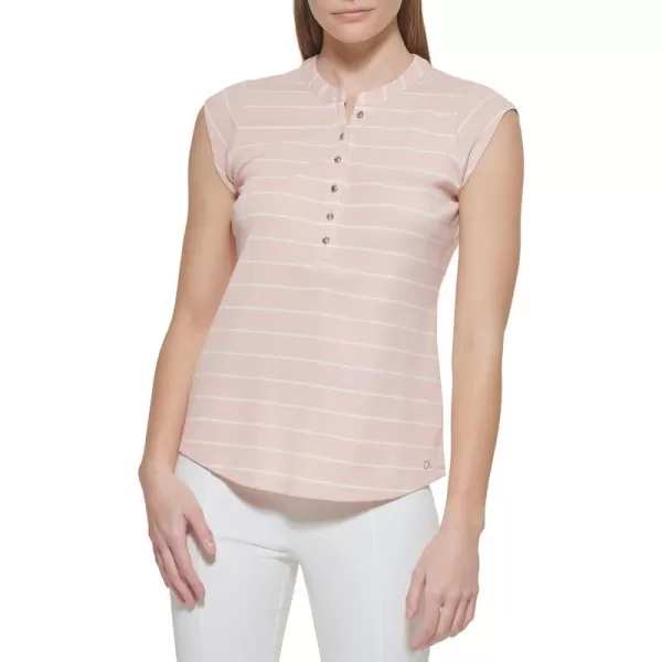 Calvin Klein Ck Womens TShirt Button DownBlushWht 1