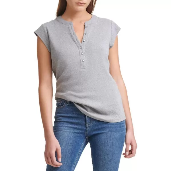 Calvin Klein Ck Womens TShirt Button DownHtr Granite