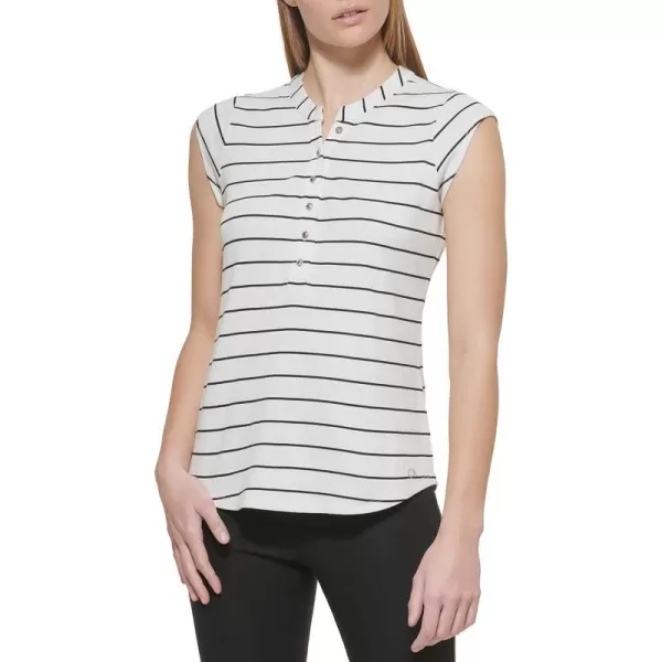 Calvin Klein Ck Womens TShirt Button DownSf WtBlk4