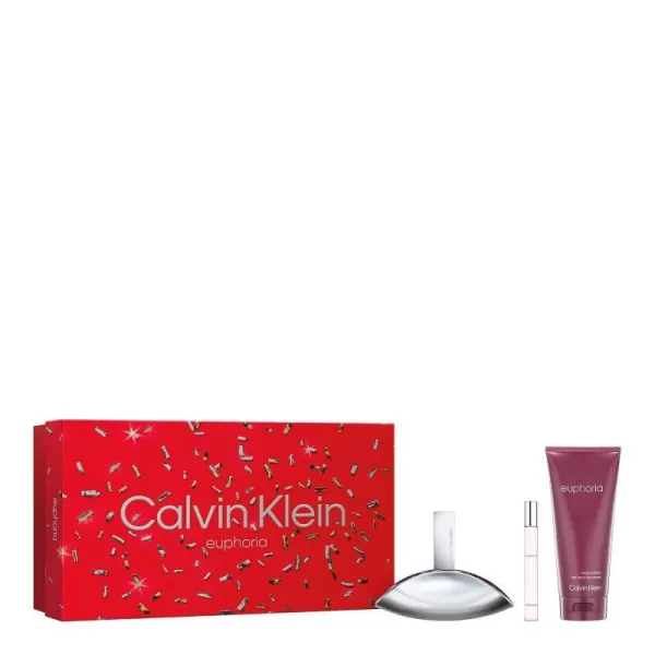 Calvin Klein Euphoria for Women Eau de Parfum  Notes of woody amber pomegrante black orchid and lush mahogany woodThree Piece Gift Set