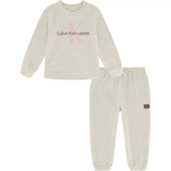 Calvin Klein Girls 2 Pieces Hacci Jogger SetOatmeal Heather