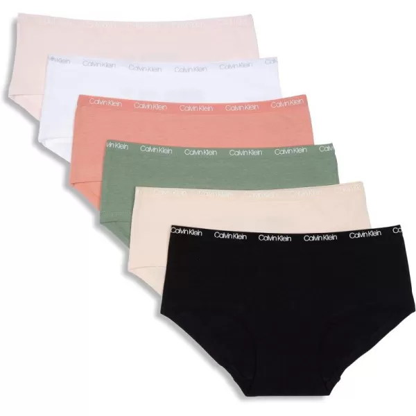 Calvin Klein Girls Cotton Hipster Underwear Panties 6PackBlueHeatherBlack