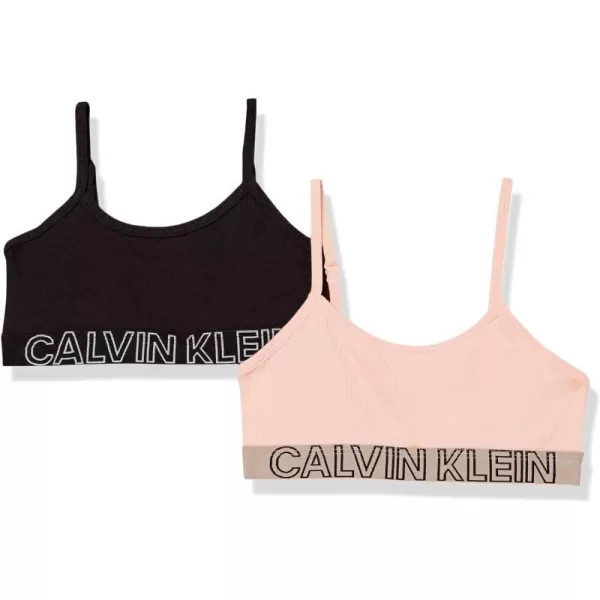 Calvin Klein Girls Cotton Training Bra Bralette with Adjustable Straps 2 Pack2 Pack  BlackNude