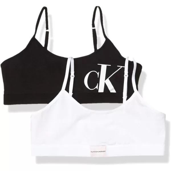 Calvin Klein Girls Cotton Training Bra Bralette with Adjustable Straps 2 Pack2 Pack  Ck WhiteBlack