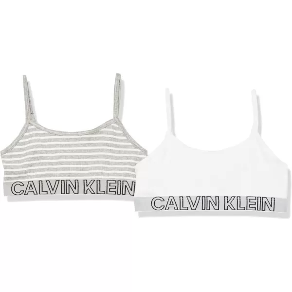 Calvin Klein Girls Cotton Training Bra Bralette with Adjustable Straps 2 Pack2 Pack  Classic WhiteHeather Grey