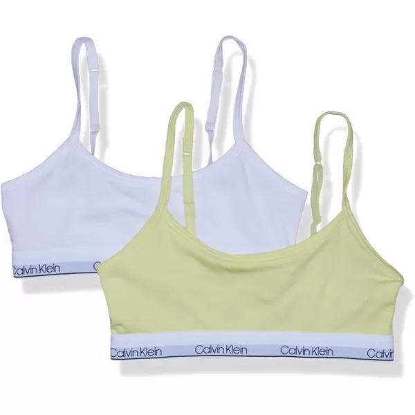 Calvin Klein Girls Cotton Training Bra Bralette with Adjustable Straps 2 Pack2 Pack  Elfin YellowWhite