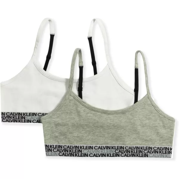 Calvin Klein Girls Cotton Training Bra Bralette with Adjustable Straps 2 Pack2 Pack  Heather GreyWhite