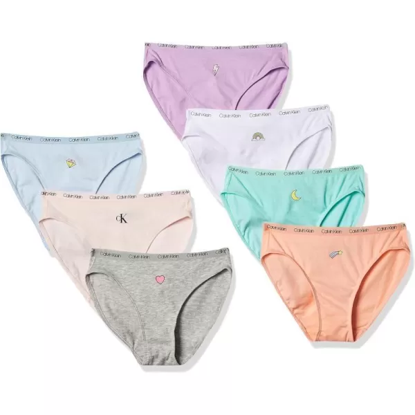 Calvin Klein Girls Cotton Underwear Bikini Panties 7 PackFun Icons