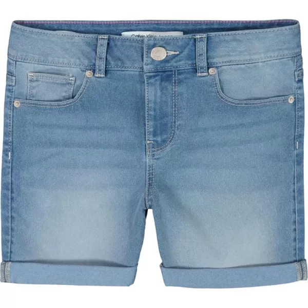 Calvin Klein Girls Jean Shorts Stretch Denim Boyfriend Fit Mid to High RiseCirrusCuff