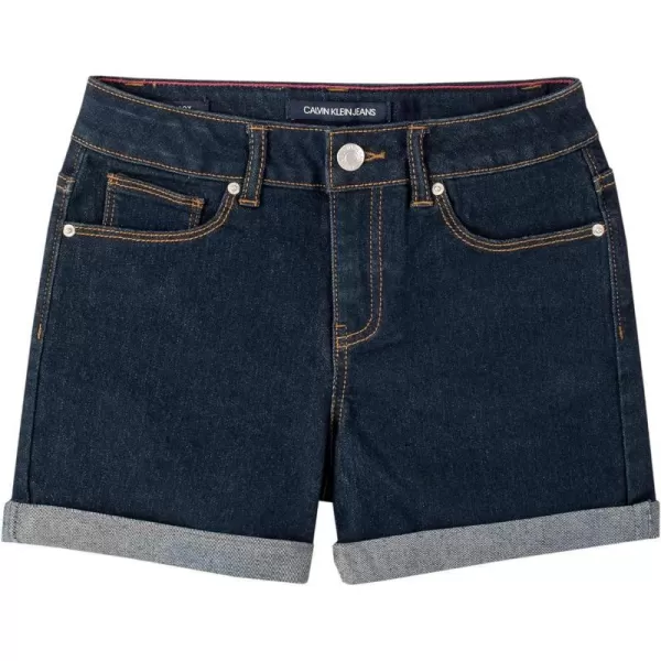 Calvin Klein Girls Jean Shorts Stretch Denim Boyfriend Fit Mid to High RiseDark RinseCuff