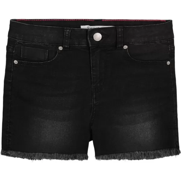 Calvin Klein Girls Jean Shorts Stretch Denim Boyfriend Fit Mid to High RiseNoireCut Off