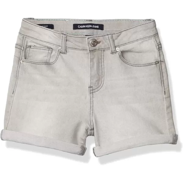 Calvin Klein Girls Jean Shorts Stretch Denim Boyfriend Fit Mid to High RiseOvercastCuff