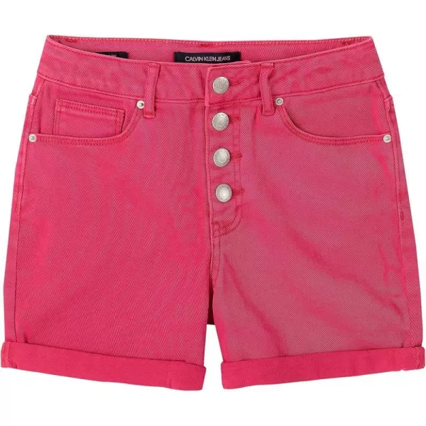 Calvin Klein Girls Jean Shorts Stretch Denim Boyfriend Fit Mid to High RiseRasberryHigh Rise