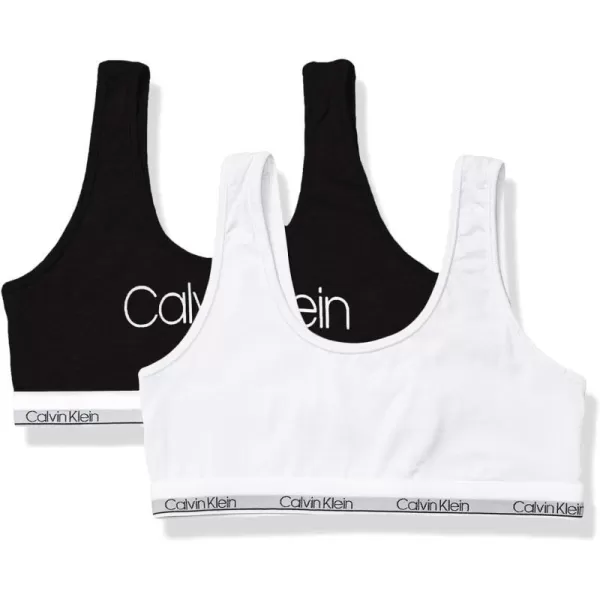 Calvin Klein Girls Little Kids Modern Cotton Bralette 2 PackBlack with Logo White LargeCalvin Klein Girls Little Kids Modern Cotton Bralette 2 PackBlack with Logo White Large