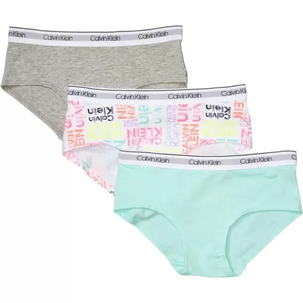 Calvin Klein Girls Little Modern Cotton Hipster Underwear Multipack3 Pack  Heather GreyTealSignature White