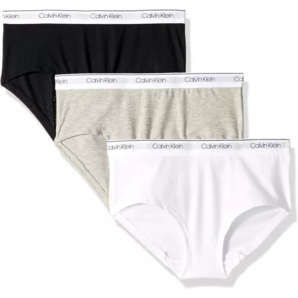 Calvin Klein Girls Little Modern Cotton Hipster Underwear MultipackHeather Grey Classic White Black  3 Pack