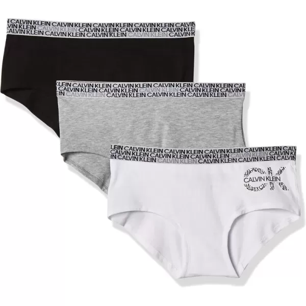 Calvin Klein Girls Little Modern Cotton Hipster Underwear MultipackWhiteBlackHeather