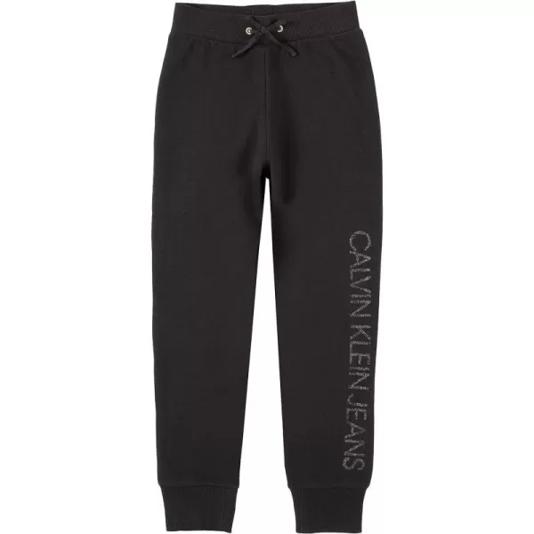 Calvin Klein Girls Logo Sweatpants Fleece Joggers with Ribbed Cuffs amp WaistbandAnthracite Ghost