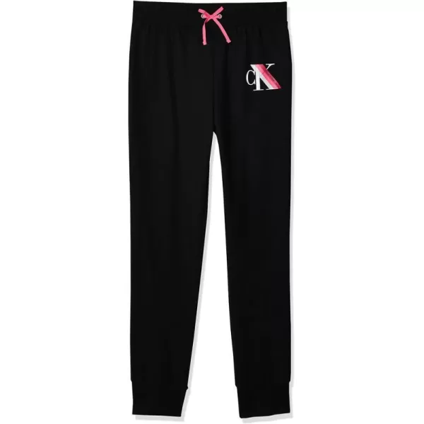 Calvin Klein Girls Logo Sweatpants Fleece Joggers with Ribbed Cuffs amp WaistbandBlack Vertical