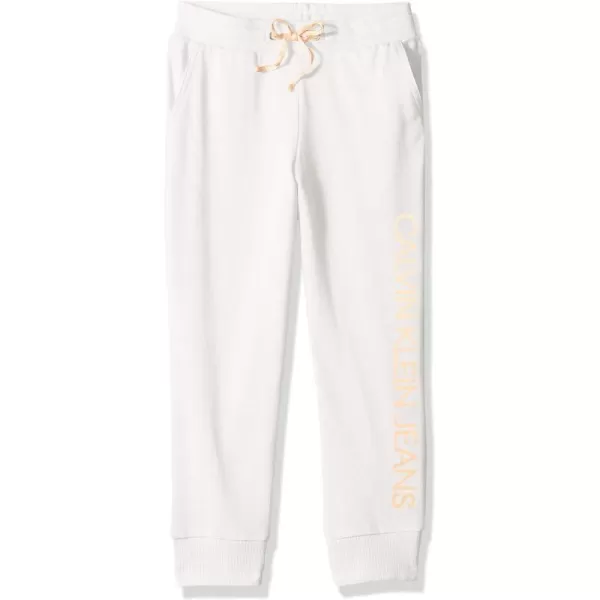 Calvin Klein Girls Logo Sweatpants Fleece Joggers with Ribbed Cuffs amp WaistbandCream 5904