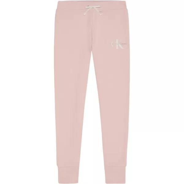 Calvin Klein Girls Logo Sweatpants Fleece Joggers with Ribbed Cuffs amp WaistbandCrystal Pink