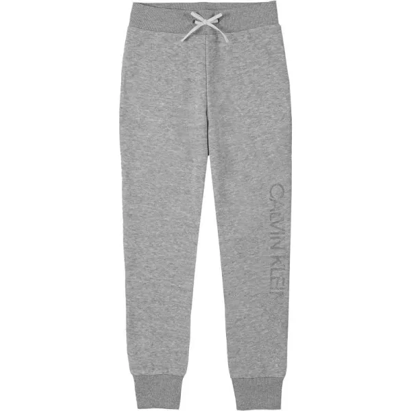 Calvin Klein Girls Logo Sweatpants Fleece Joggers with Ribbed Cuffs amp WaistbandGrey Ghost