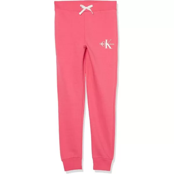 Calvin Klein Girls Logo Sweatpants Fleece Joggers with Ribbed Cuffs amp WaistbandHoneysuckle