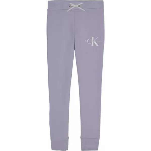 Calvin Klein Girls Logo Sweatpants Fleece Joggers with Ribbed Cuffs amp WaistbandLavender Ice