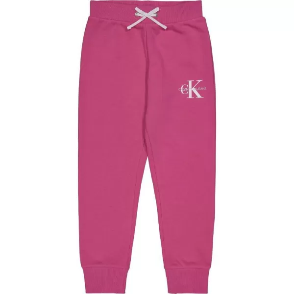 Calvin Klein Girls Logo Sweatpants Fleece Joggers with Ribbed Cuffs amp WaistbandPink Monogram