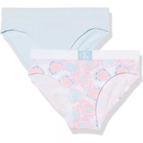 Calvin Klein Girls Modern Cotton 2 Pack BikiniHeart Tie DyeEmpyrean Blue