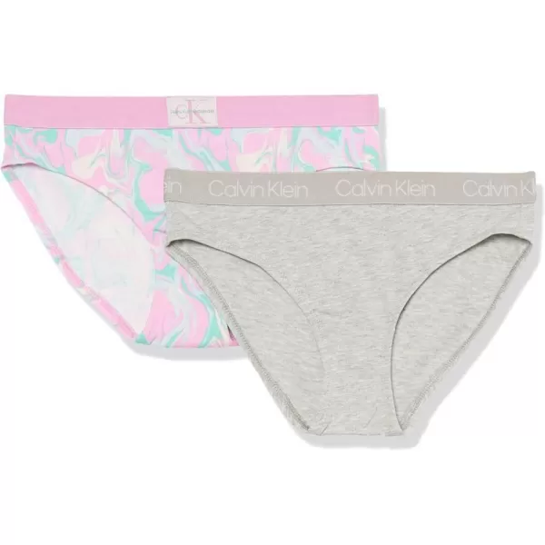 Calvin Klein Girls Modern Cotton 2 Pack BikiniLilac MarbleHeather Grey