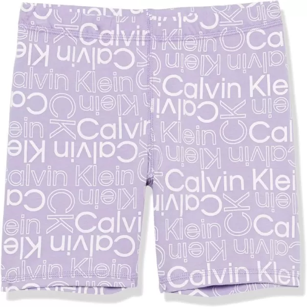 Calvin Klein Girls Performance Bike Shorts Soft amp Stretchy with Flat Waistband amp Snug FitViolet Tulip Logo