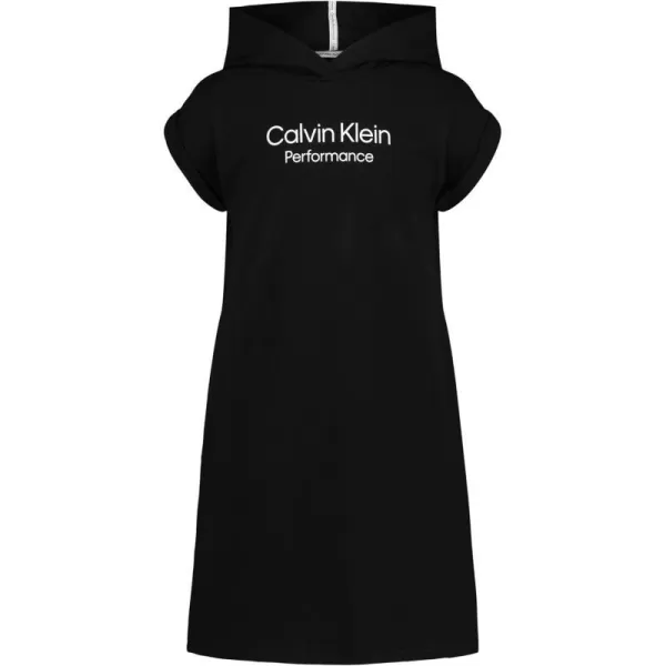 Calvin Klein Girls Performance Logo Sweatshirt Dress Fleece Hoodie with Long Or Short SleevesBlack 936