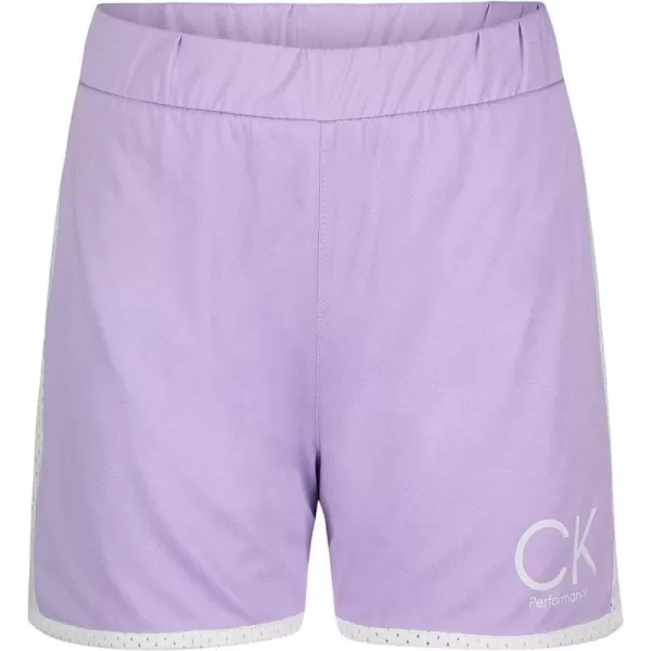 Calvin Klein Girls Performance Running Shorts QuickDrying Mesh Elastic Waistband amp Pullon StylePurple Rose Mix