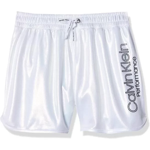 Calvin Klein Girls Performance Running Shorts QuickDrying Mesh Elastic Waistband amp Pullon StyleWhite Foil