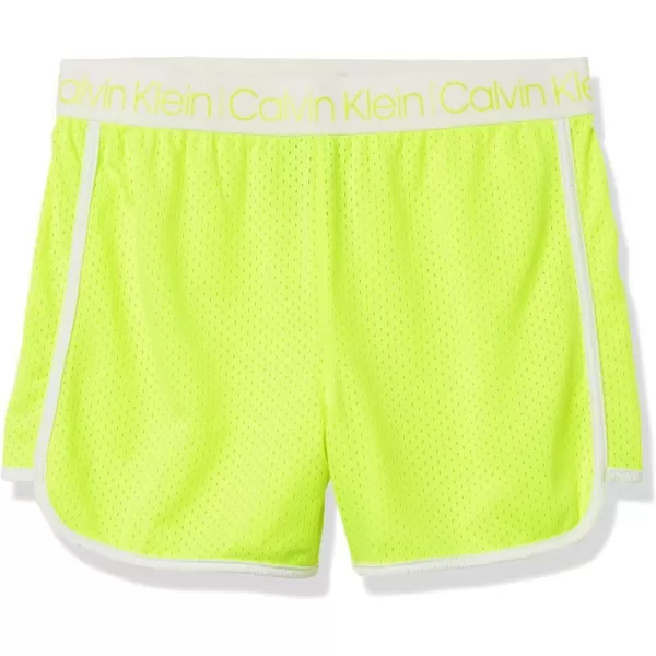 Calvin Klein Girls Performance Running Shorts QuickDrying Mesh Elastic Waistband amp Pullon StyleYellow Mesh