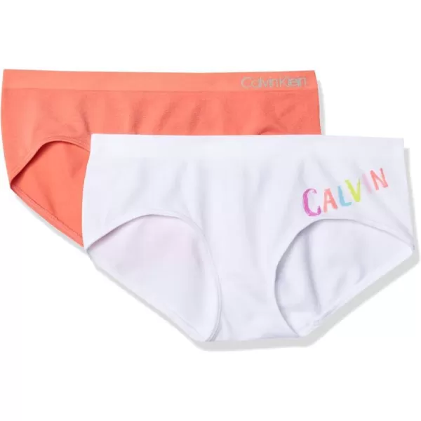 Calvin Klein Girls Seamless Hipster 2 PackChalk WhitePink