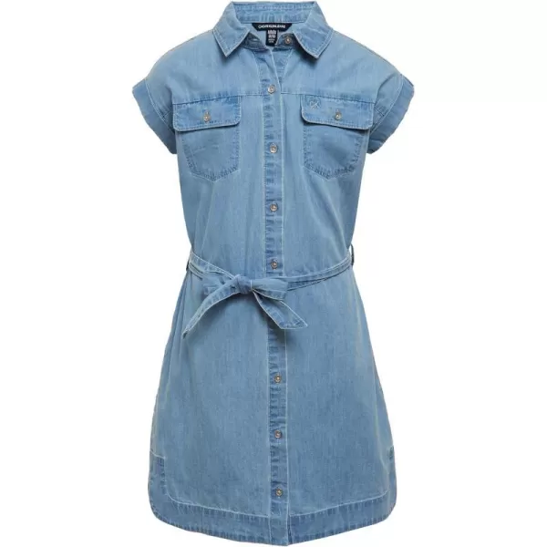 Calvin Klein Girls Short Sleeve Shirt Dress Chambray amp Dark Denim ColorsChambray