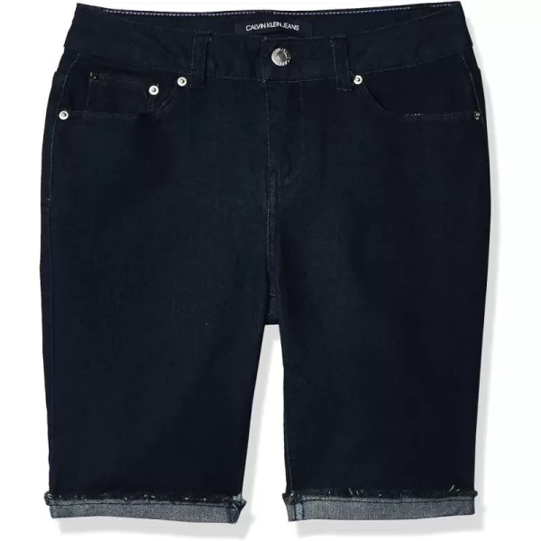 Calvin Klein Girls Skinny Fit Stretch Denim Bermuda ShortsDark RiseCut Off