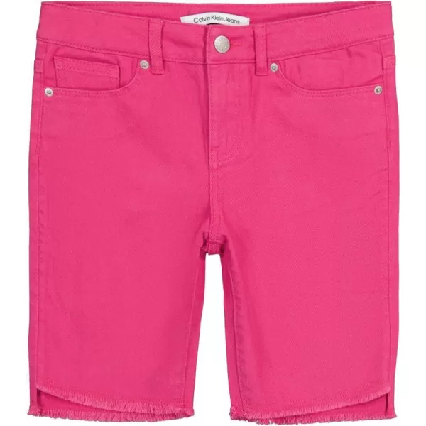 Calvin Klein Girls Skinny Fit Stretch Denim Bermuda ShortsRoseSlant Hem