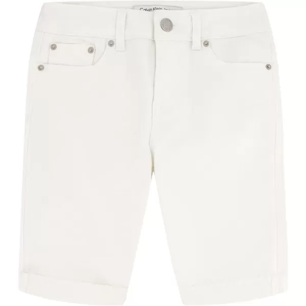 Calvin Klein Girls Skinny Fit Stretch Denim Bermuda ShortsWhiteoutCut Off