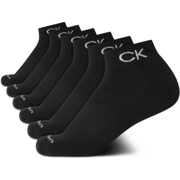 Calvin Klein Girls Socks  Cushion Quarter Cut Ankle Socks 6 PackBlack