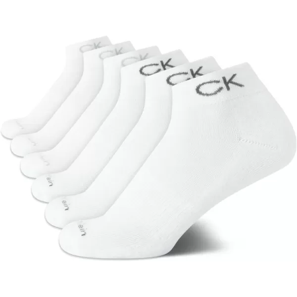 Calvin Klein Girls Socks  Cushion Quarter Cut Ankle Socks 6 PackWhite