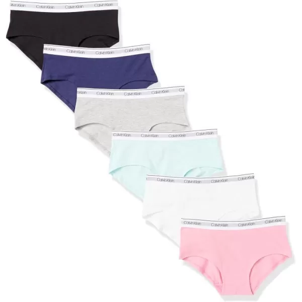 Calvin Klein Girls Soft Cotton Modal Hipster Panty 6 PackPink Teal