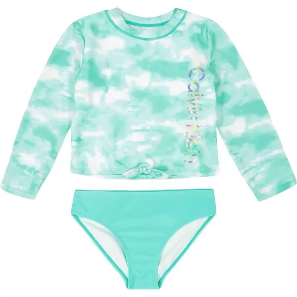 Calvin Klein Girls TwoPiece Rashguard Swimsuit Set with UPF 50 Sun ProtectionCockatoo