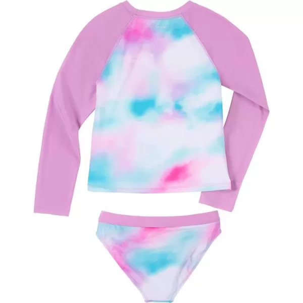 Calvin Klein Girls TwoPiece Rashguard Swimsuit Set with UPF 50 Sun ProtectionViolet 530