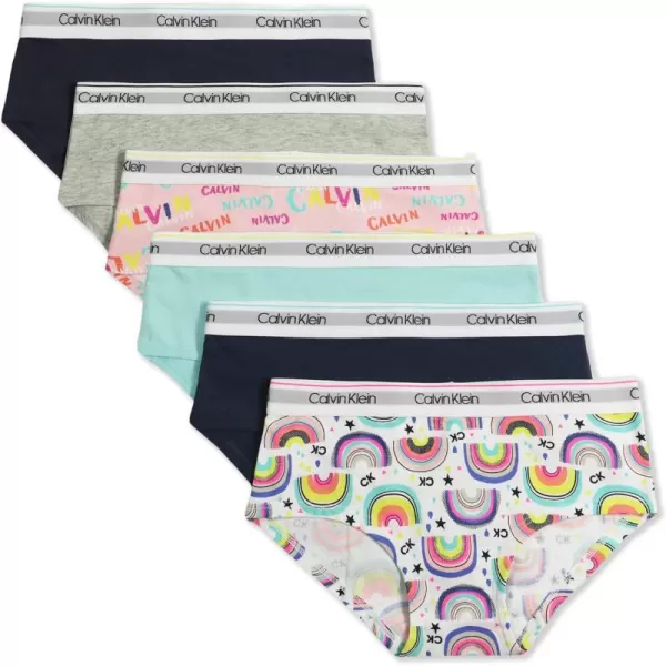 Calvin Klein Girls Underwear Cotton Hipster Panties 6 PackRainbow Pack