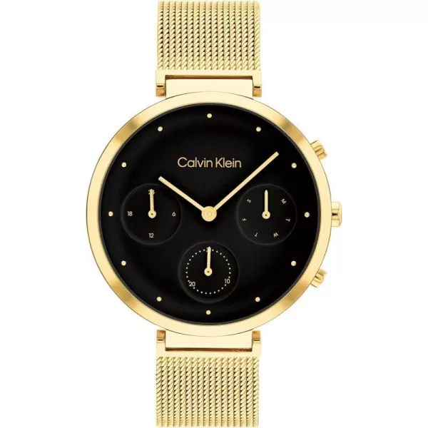 Calvin Klein Ladies Watch Selection Radiant MinimalismBlackGold Plated Multifunction